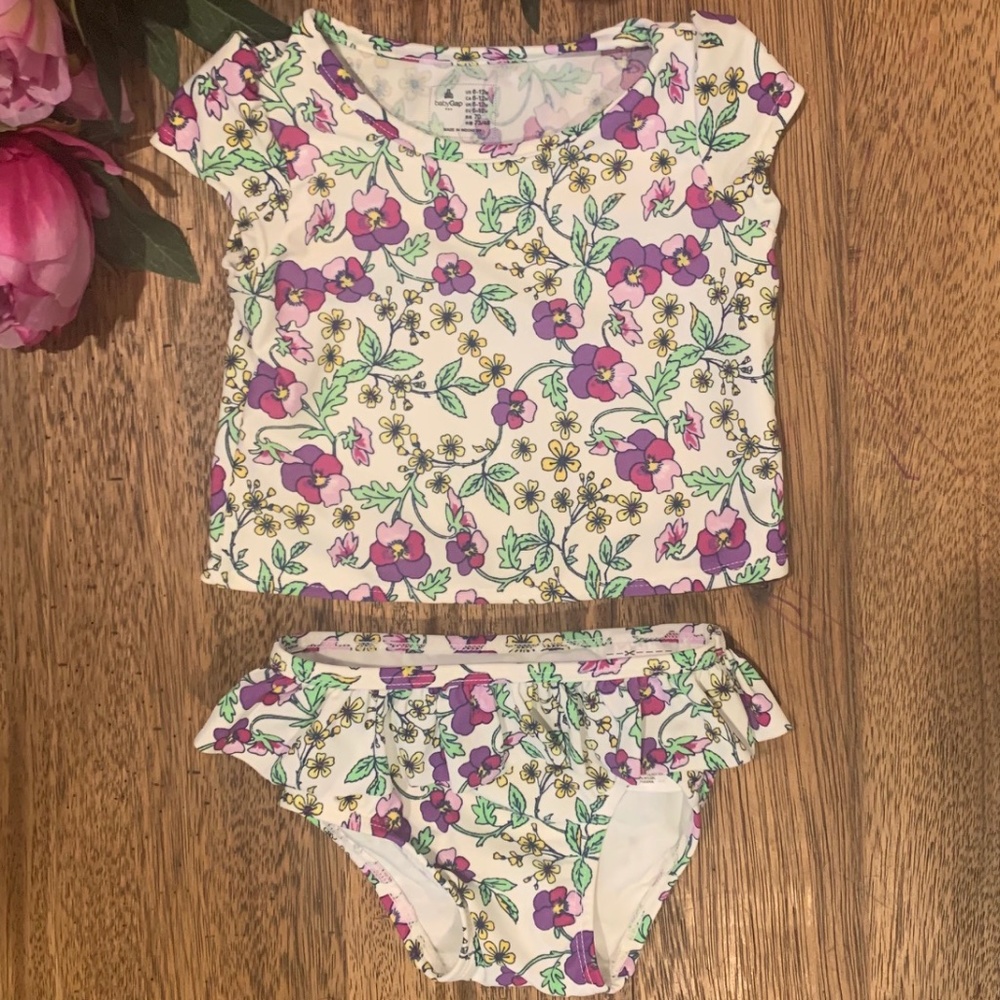 Toddler Flower Ruffle Swim Two-Piece 6-12M